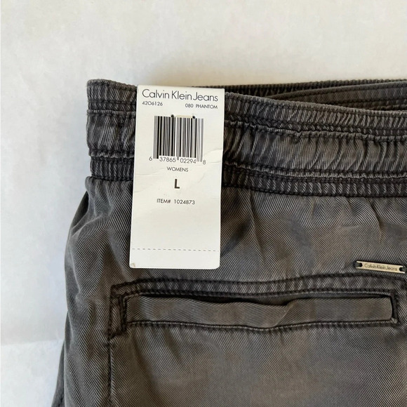 Calvin Klein Grey Trousers Pants Joggers High Elastic Waist Size L Wide Legs - Picture 5 of 11